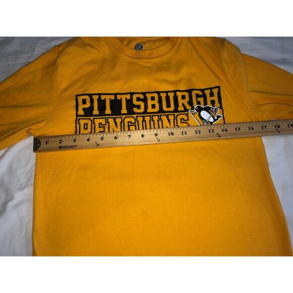 Pittsburgh Penguins Shirt Size S Gold Long Sleeve Tee NHL Hockey Crew Neck - Picture 4 of 6